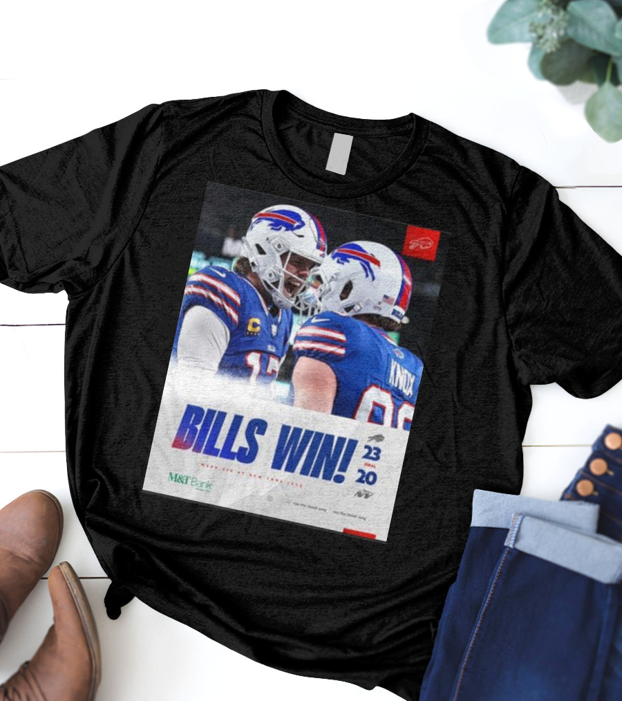 Bills Win 23-20 New York Jets NFL Victory Knox M&T Bank T-Shirt