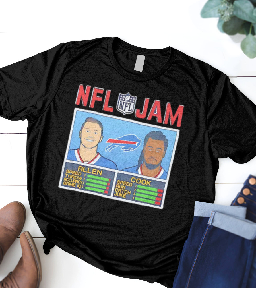 Buffalo Bills Josh Allen James Cook NFL Jam Player Stats T-Shirt