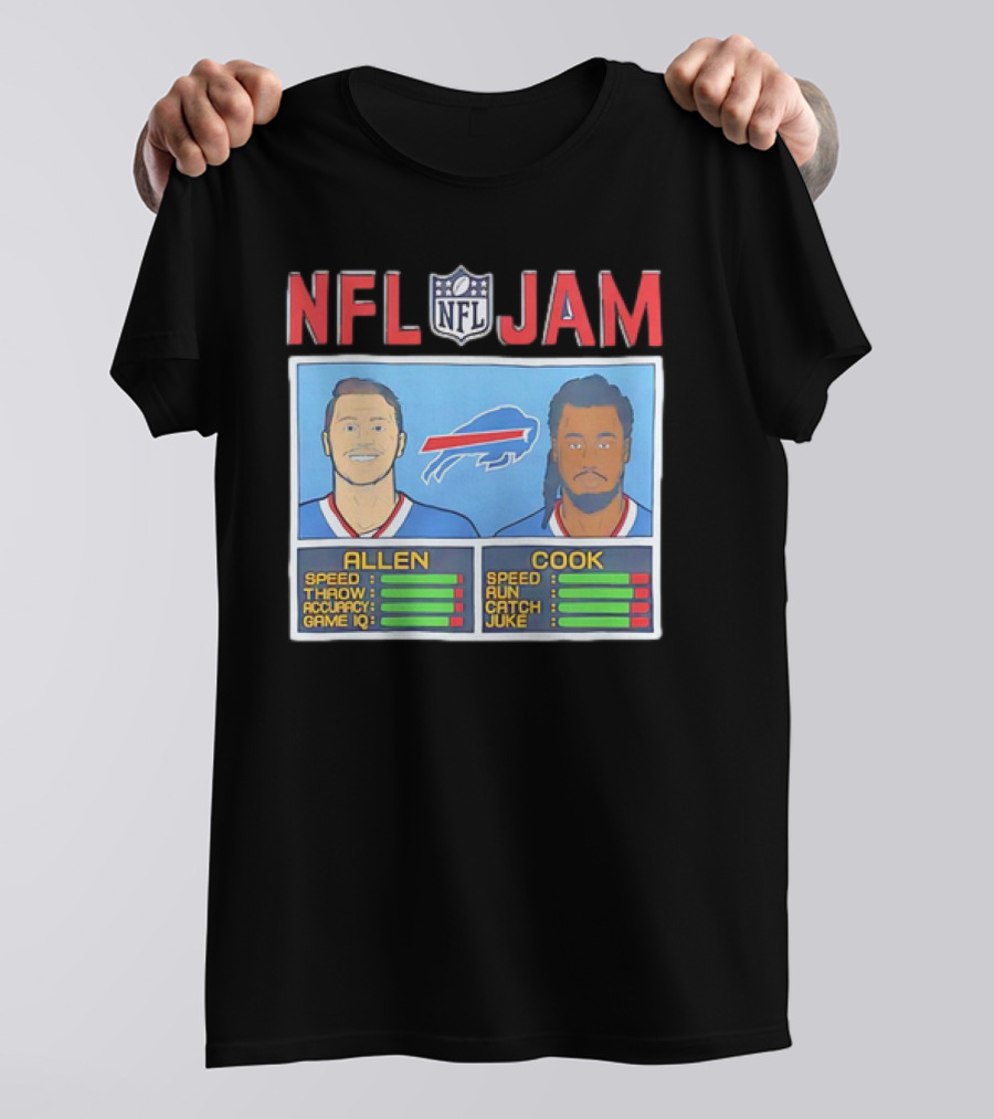 Buffalo Bills Josh Allen James Cook NFL Jam Player Stats T-Shirt