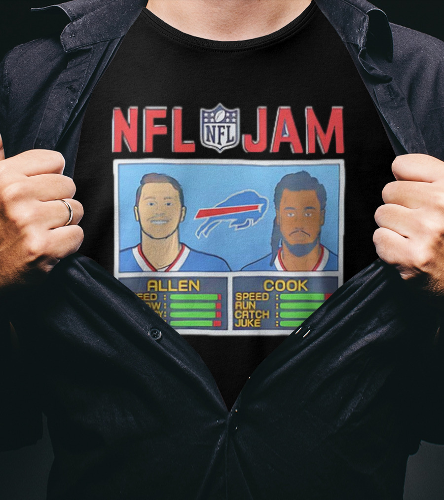 Buffalo Bills Josh Allen James Cook NFL Jam Player Stats T-Shirt