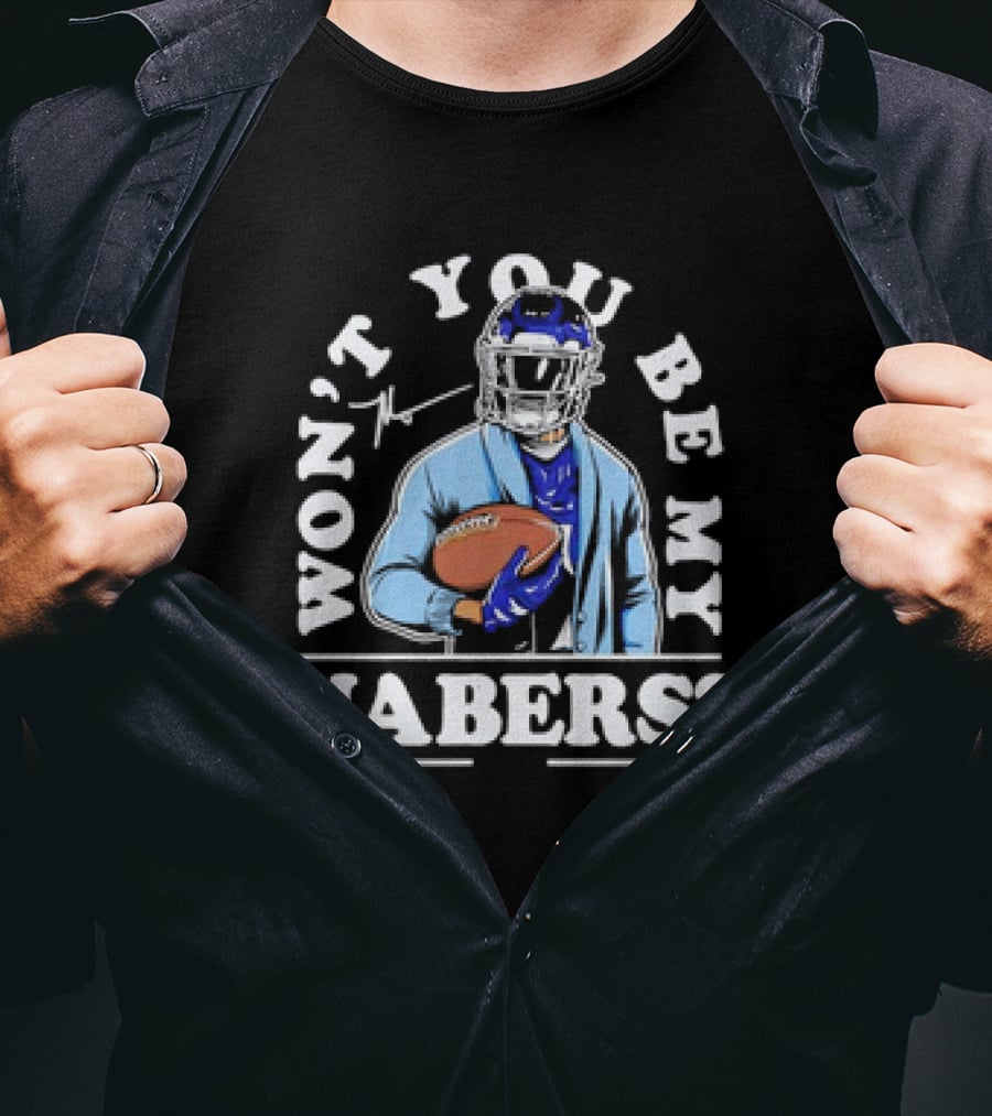 Malik Nabers Won't You Be My Nabers Football Signature T-Shirt
