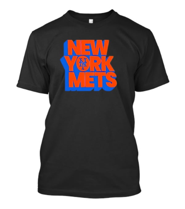 New York Mets Stacked Logo MLB Team Orange Blue T-Shirt