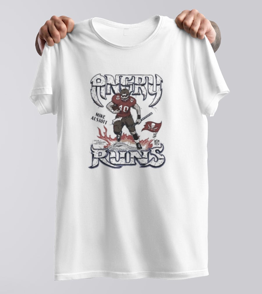 Angry Runs Mike Alstott 40 Tampa Bay Buccaneers Flag T-Shirt