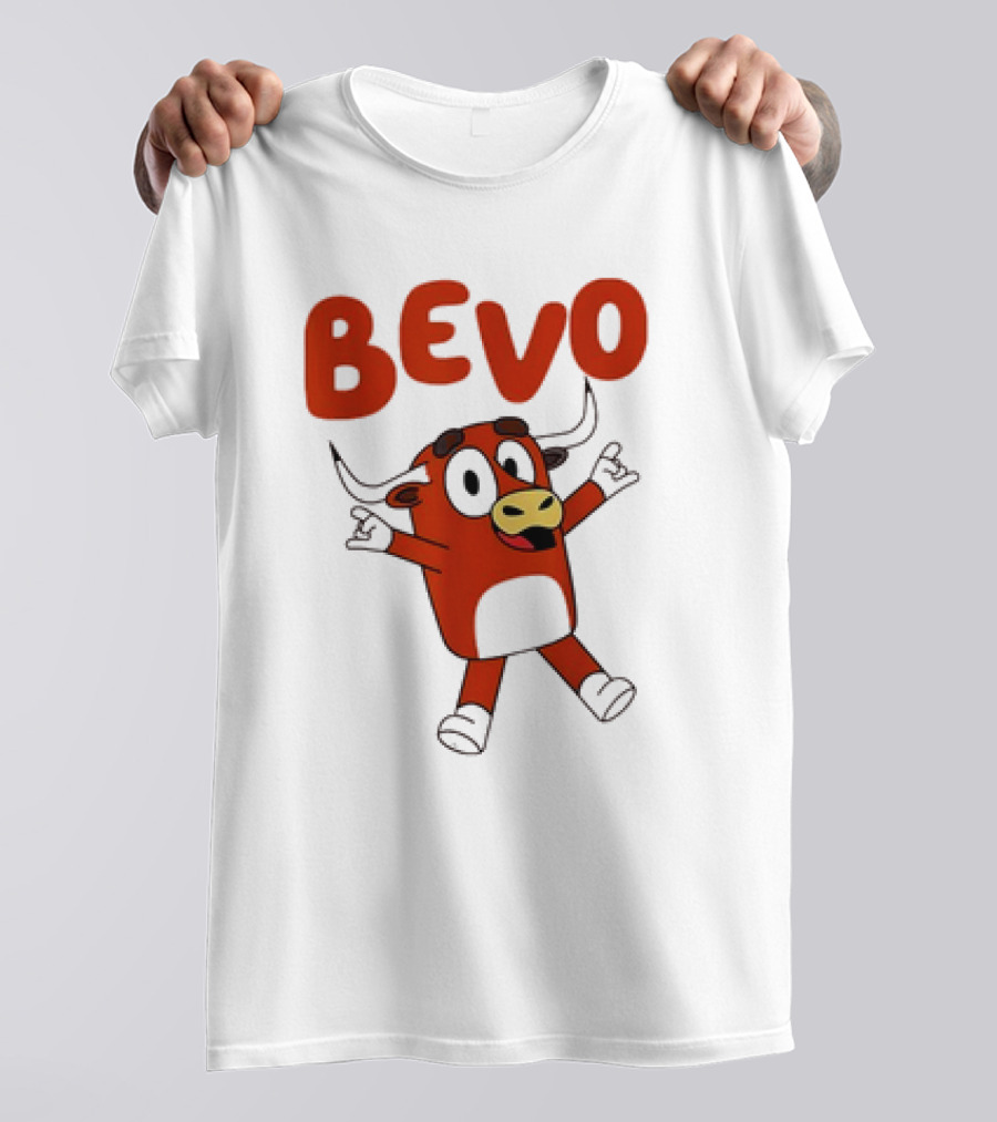 Bevo Cartoon Longhorn Bull Character Funny T-Shirt