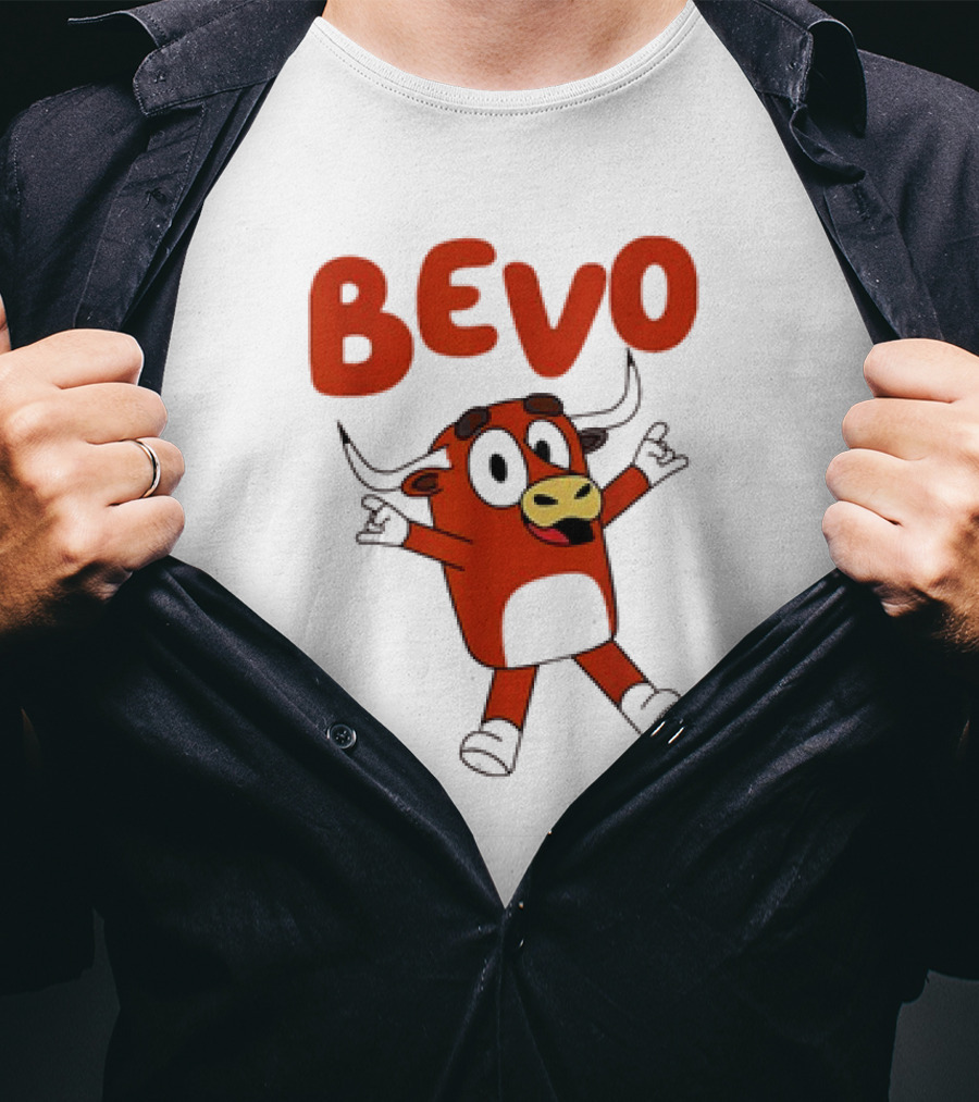 Bevo Cartoon Longhorn Bull Character Funny T-Shirt