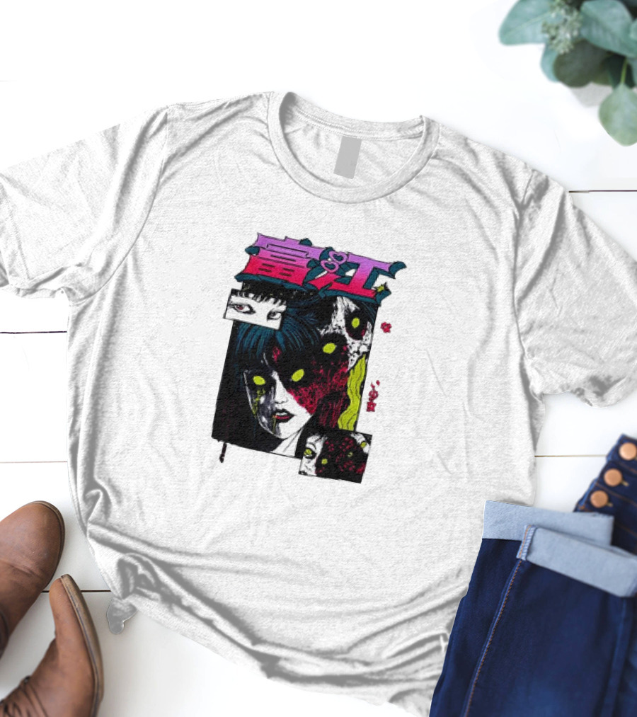 Junji Ito Tomie Horror Manga Eyes Panels T-Shirt