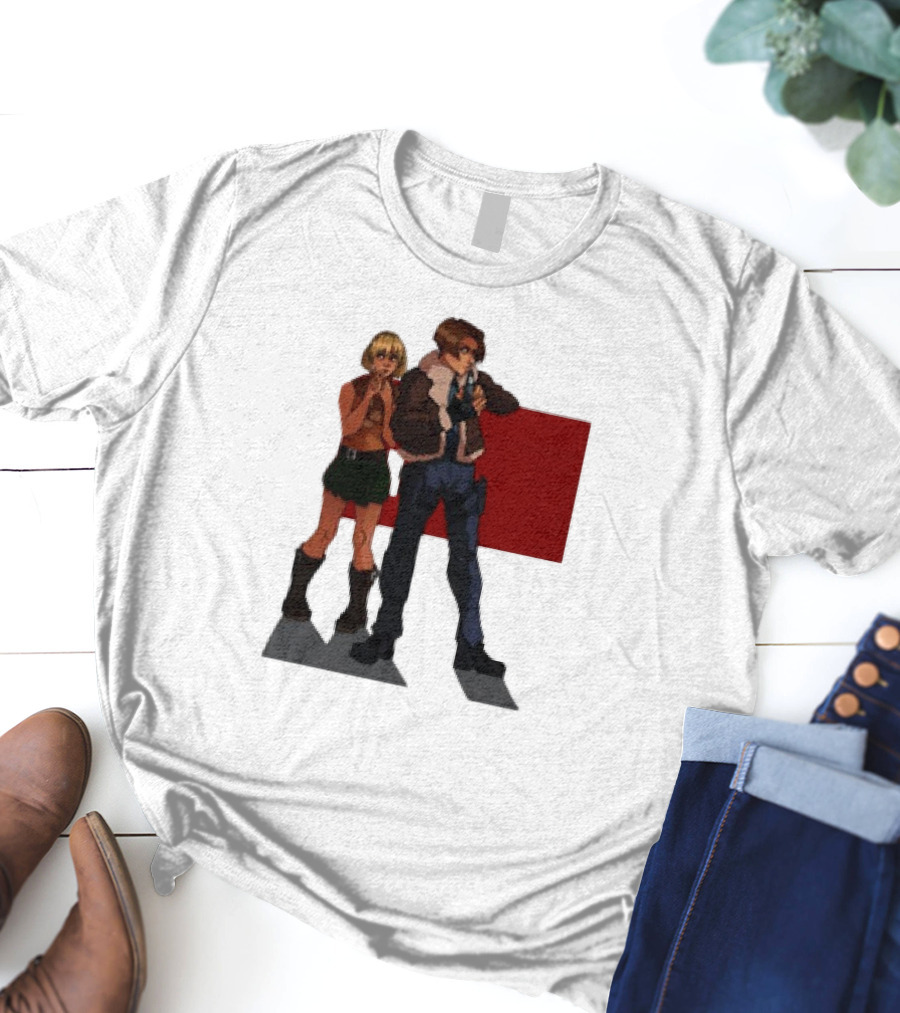 Resident Evil Leon And Ashley Anime Style Duo T-Shirt