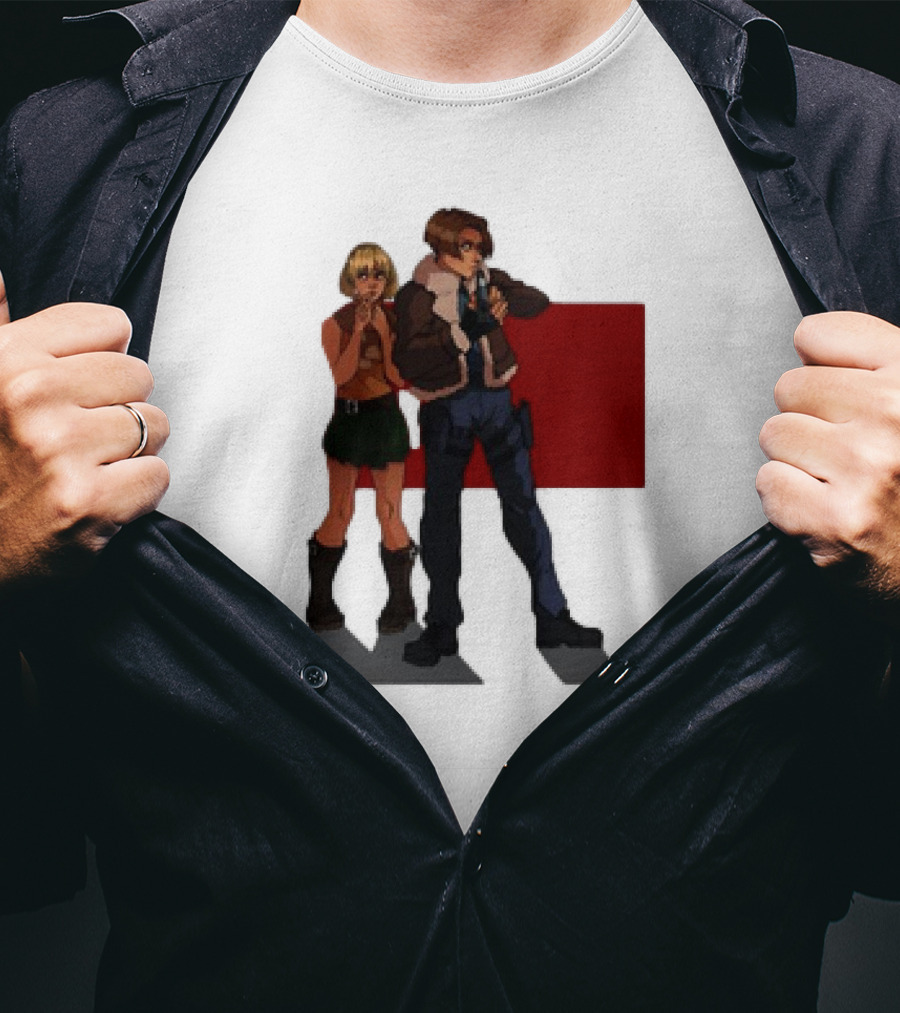 Resident Evil Leon And Ashley Anime Style Duo T-Shirt