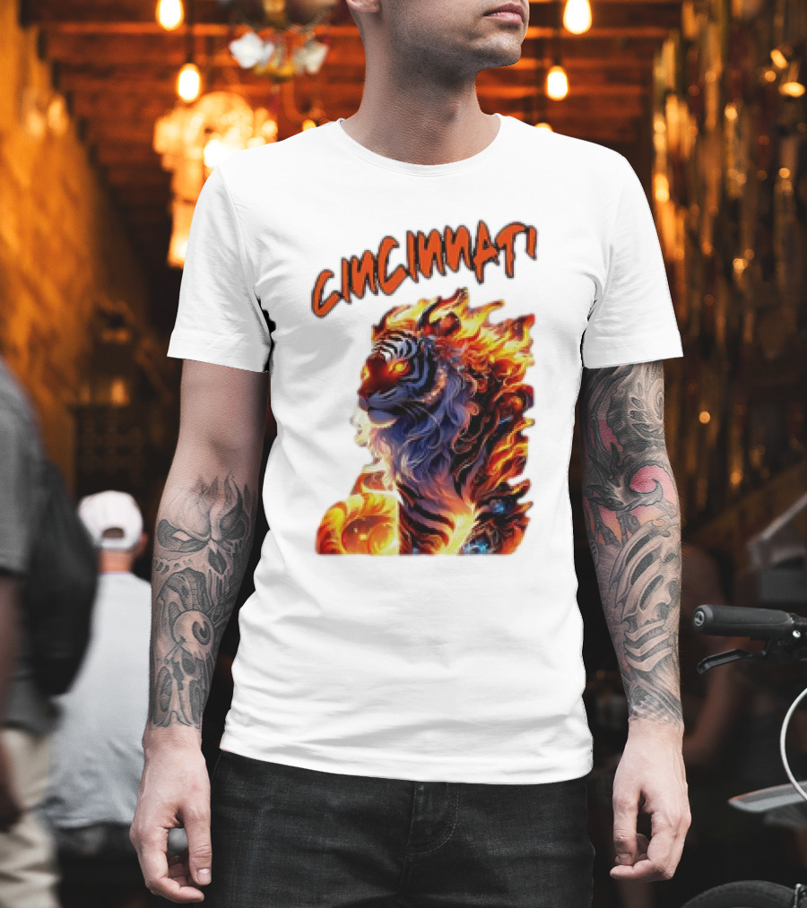 Cincinnati The Bengel’s Live Old West Football Tiger Flame T-Shirt
