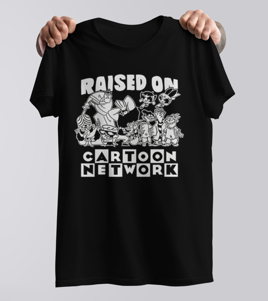 Raised On Cartoon Network Nostalgia Featuring Iconic Characters From Classic Shows T-Shirt