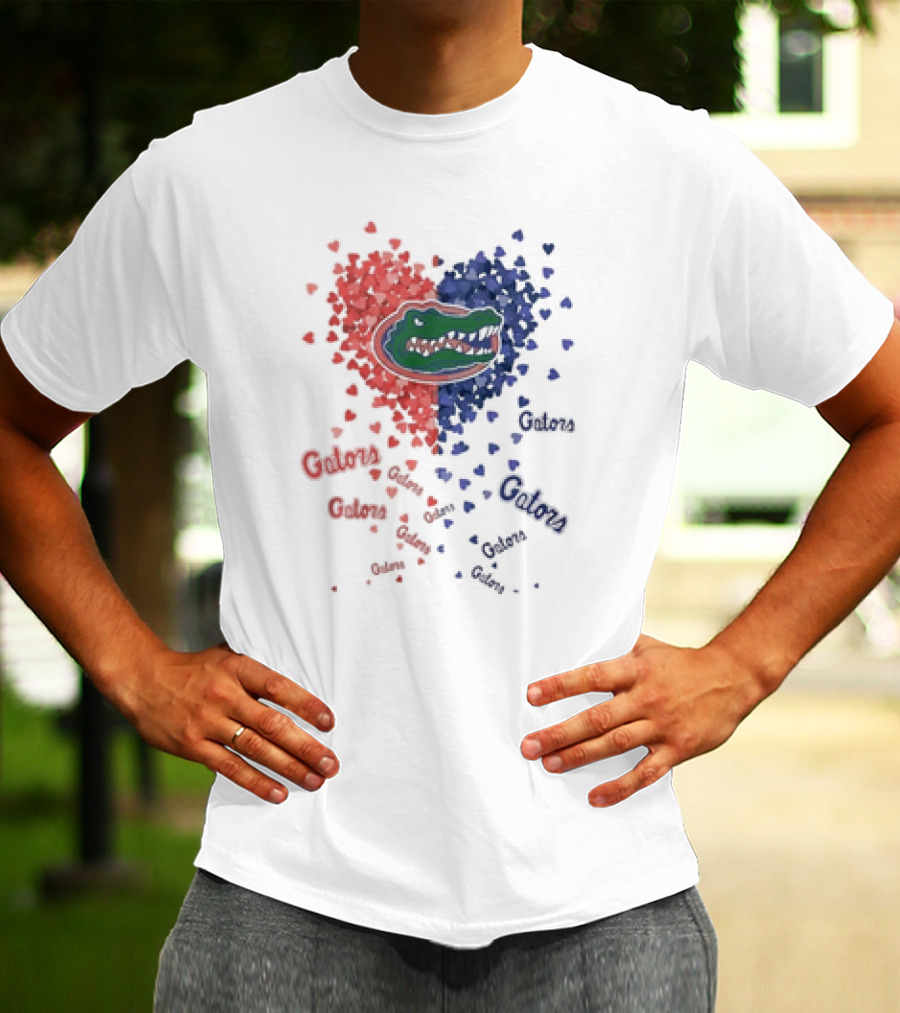 Gators Florida Heart Logo Passionate Blue Orange Colors T-Shirt