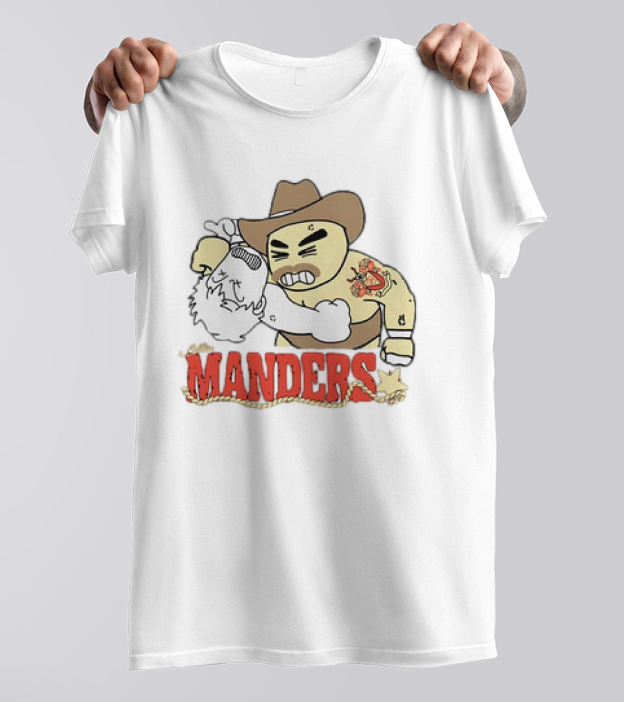 Manders Cartoon Cowboy Punching Drawing T-Shirt