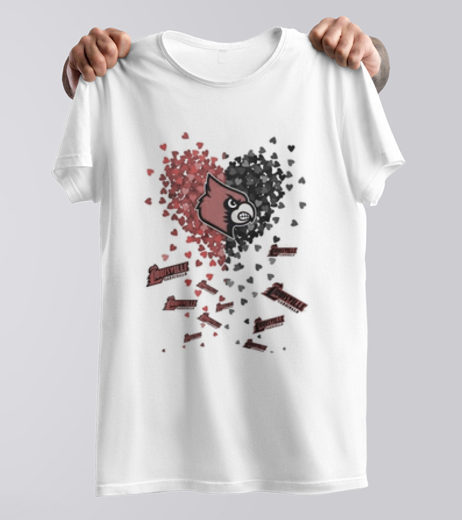 Louisville Cardinals Passionate Heart Emblem Surrounded By Vibrant Heart T-Shirt