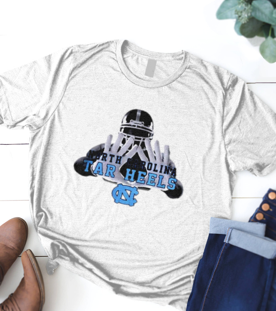 North Carolina Tar Heels Football Helmet Hands T-Shirt