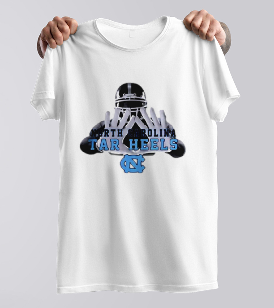 North Carolina Tar Heels Football Helmet Hands T-Shirt