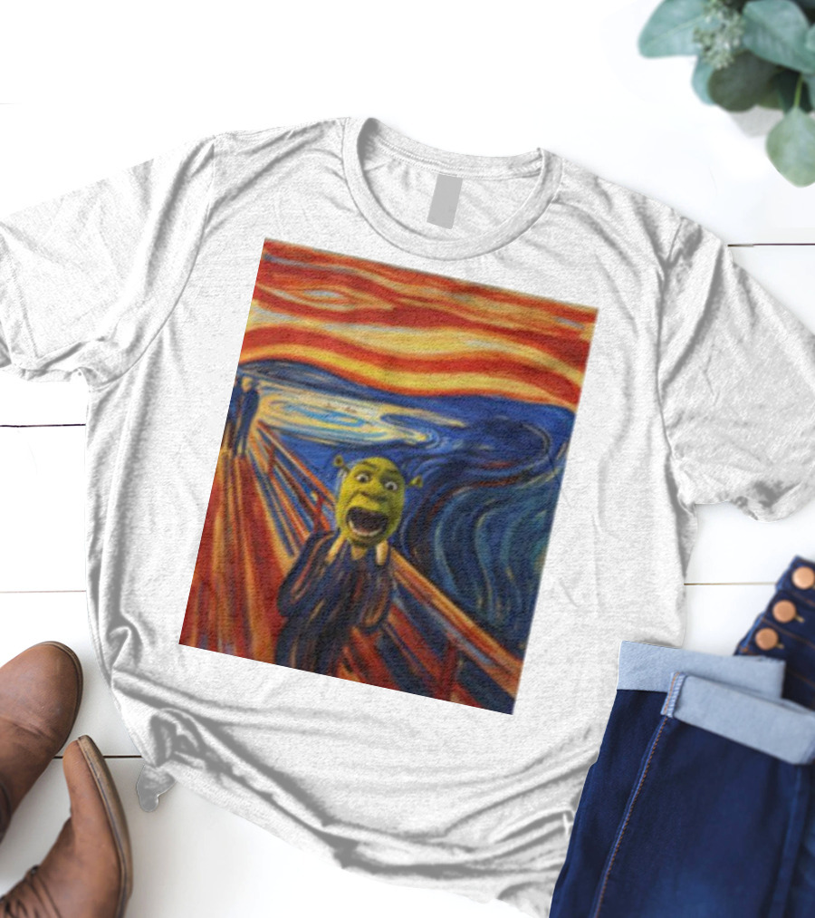 Shrek The Scream Edvard Munch Style Parody Painting T-Shirt