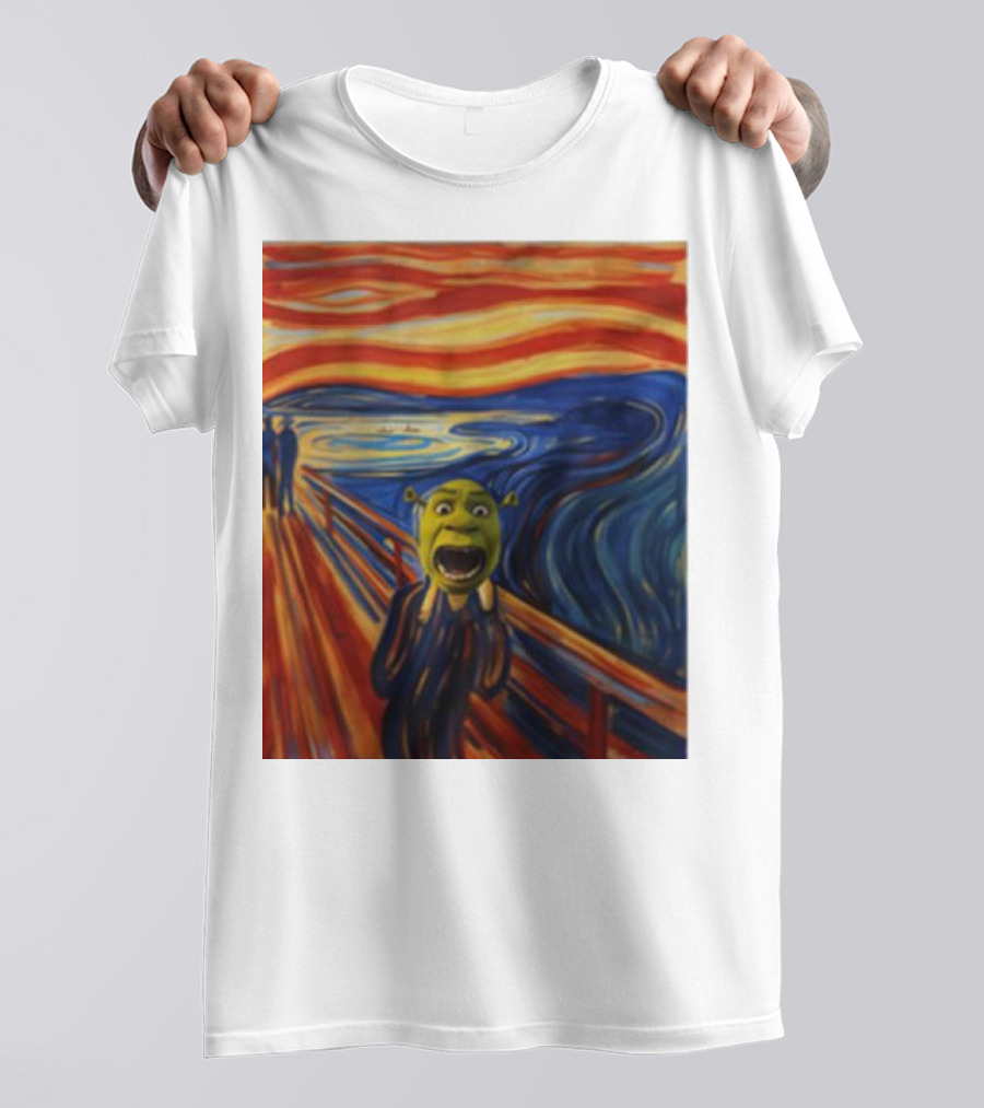 Shrek The Scream Edvard Munch Style Parody Painting T-Shirt
