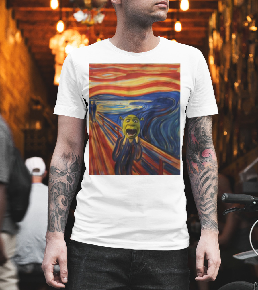 Shrek The Scream Edvard Munch Style Parody Painting T-Shirt
