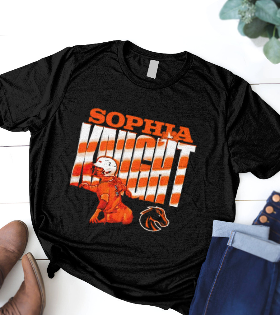 Boise State Broncos Sophia Knight Football Cartoon With Bronco T-Shirt