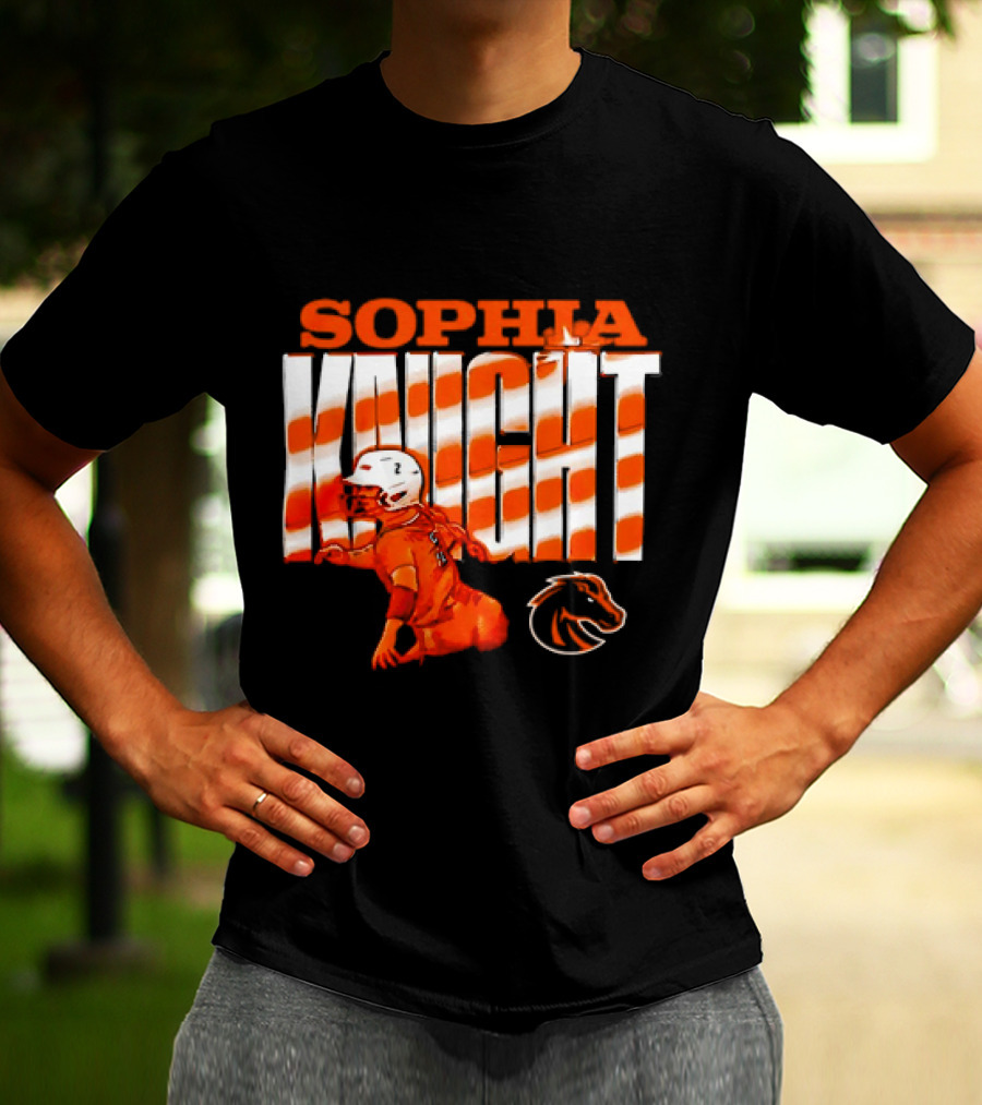 Boise State Broncos Sophia Knight Football Cartoon With Bronco T-Shirt