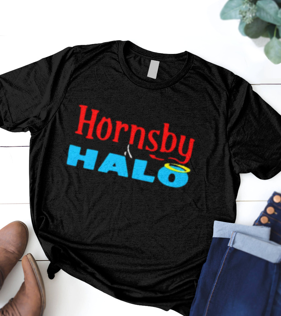 Hornsby And Halo Contrast With Devil Horns And Angel Ring T-Shirt