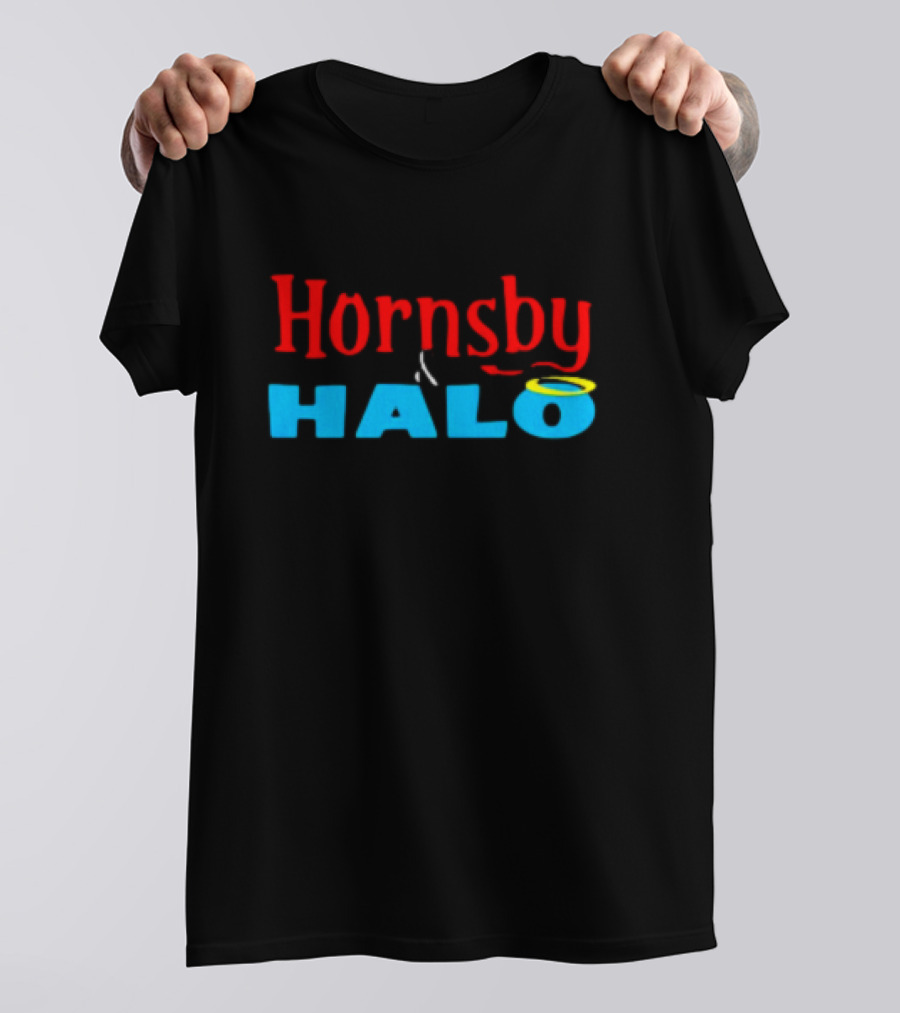 Hornsby And Halo Contrast With Devil Horns And Angel Ring T-Shirt