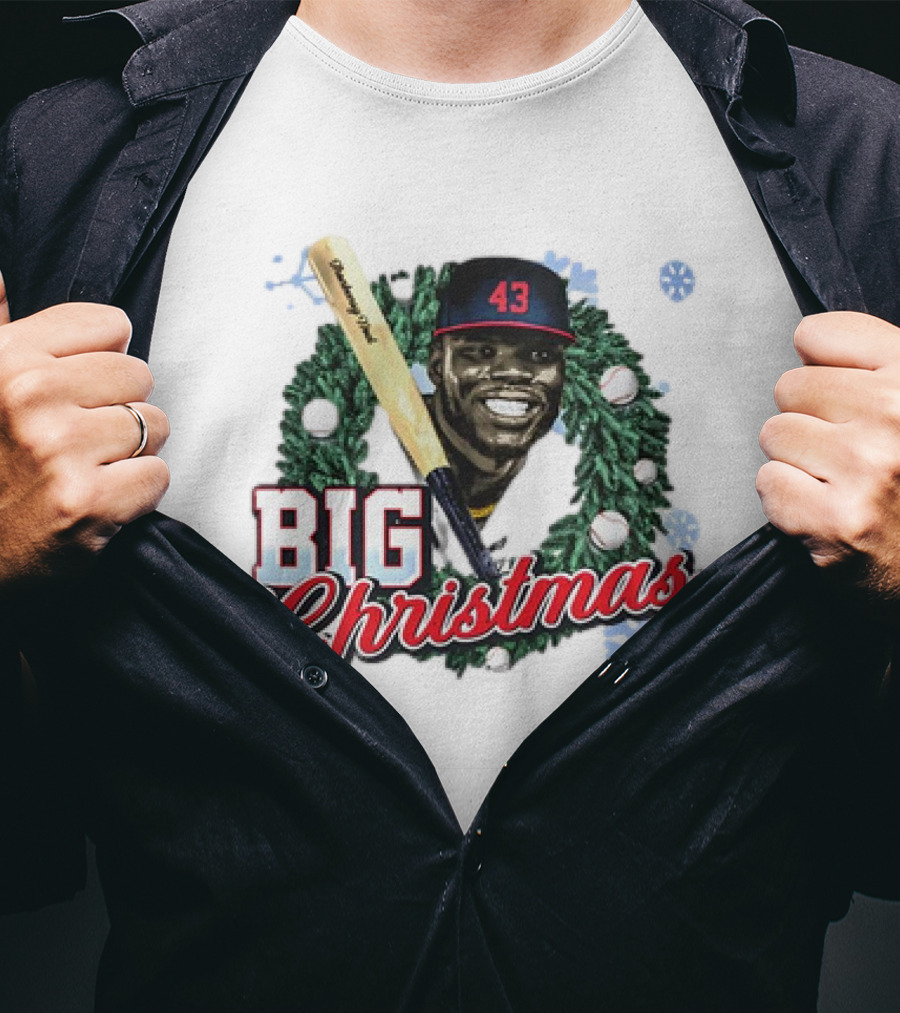 Jhonkensy Noel Cleveland Guardians Big Christmas 43 Vintage Baseball Wreath T-Shirt