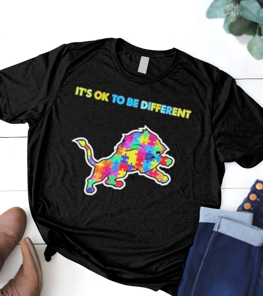 It's Ok To Be Different Autism Puzzle Lion T-Shirt