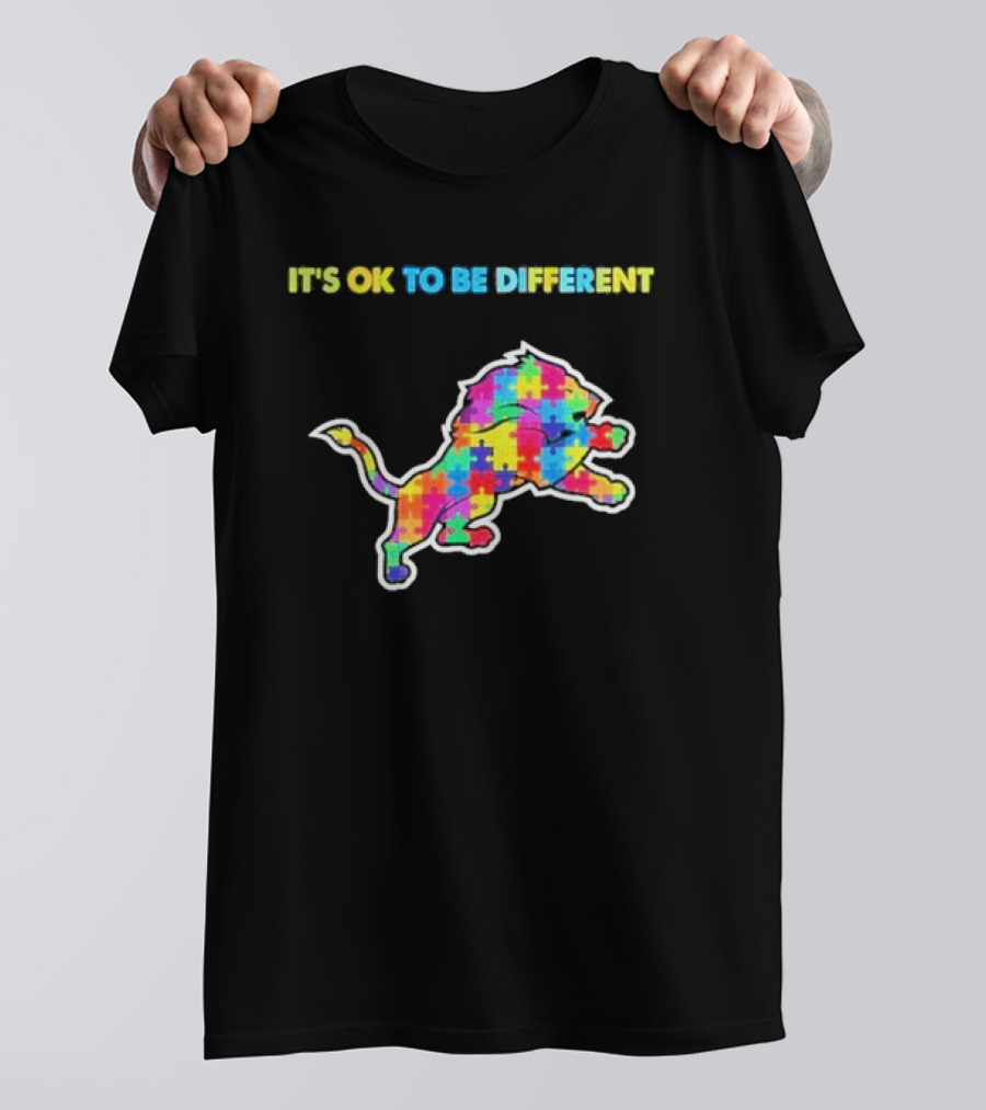 It's Ok To Be Different Autism Puzzle Lion T-Shirt