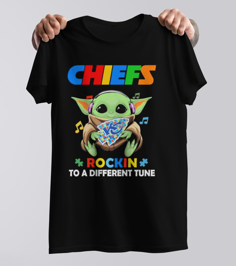 Kansas City Chiefs Baby Yoda Rockin Autism Tune T-Shirt