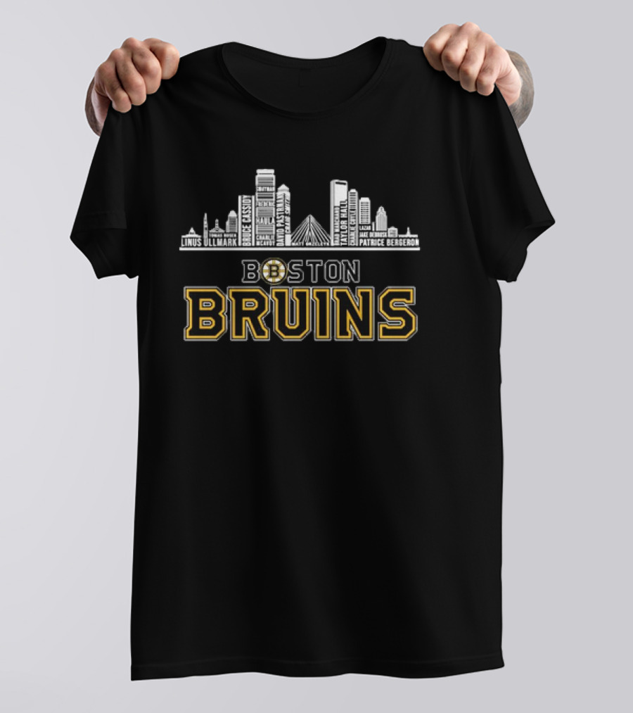 Boston Bruins Patrice Bergeron Taylor Hall Linus Ullmark Skyline T-Shirt