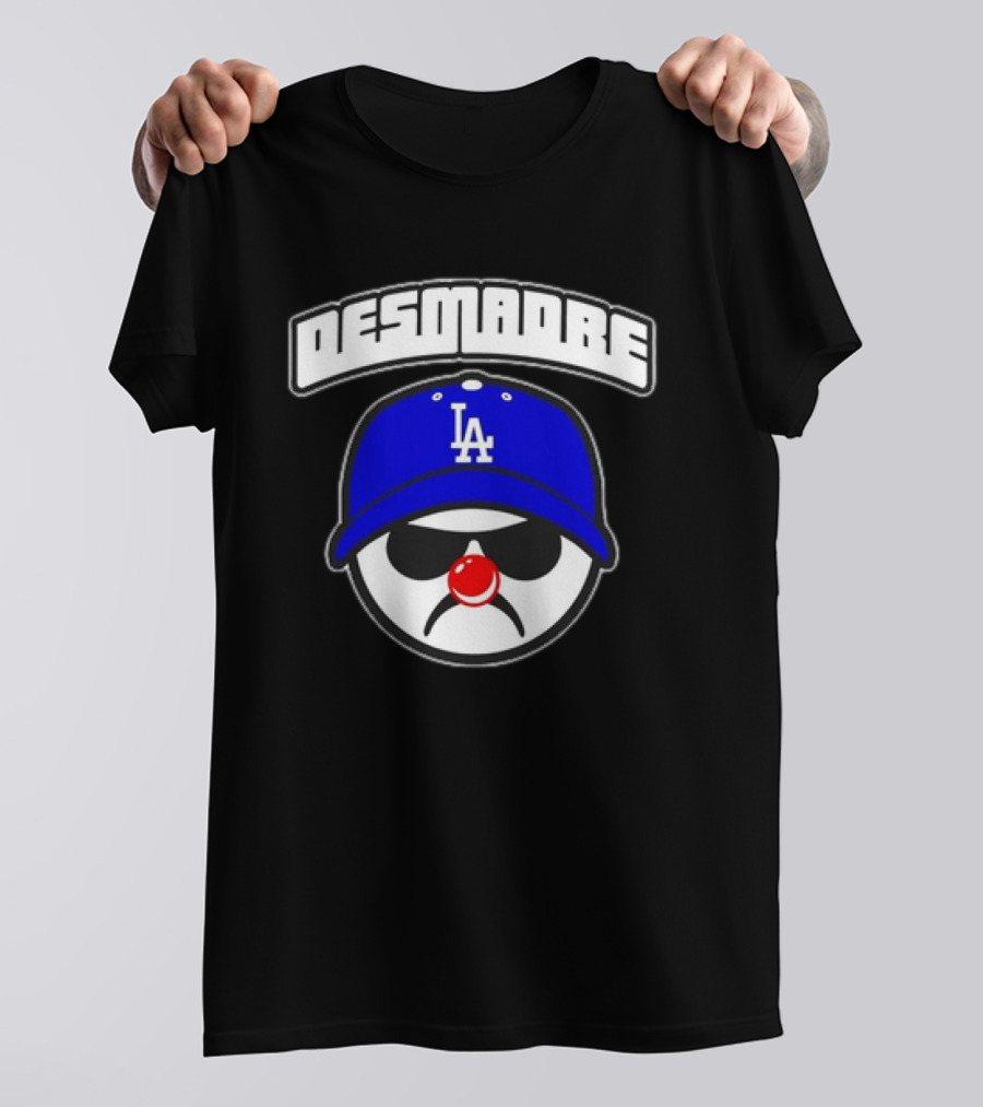 Desmadre LA Dodgers Blue Hat Clown Nose Face T-Shirt