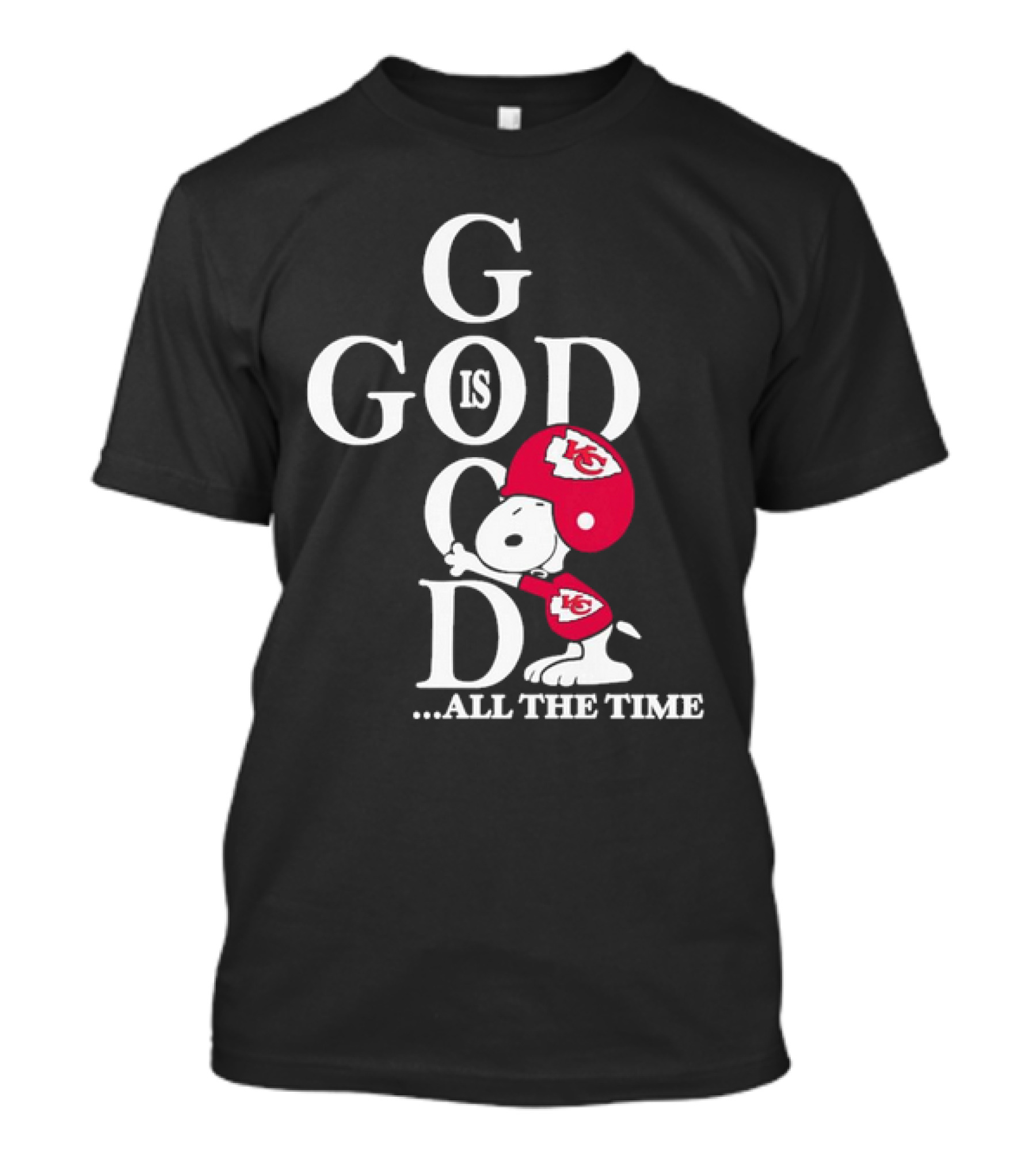 Kansas City Chiefs Snoopy God Is Good All The Time Football Fan Iconic Character Team Spirit T-Shirt