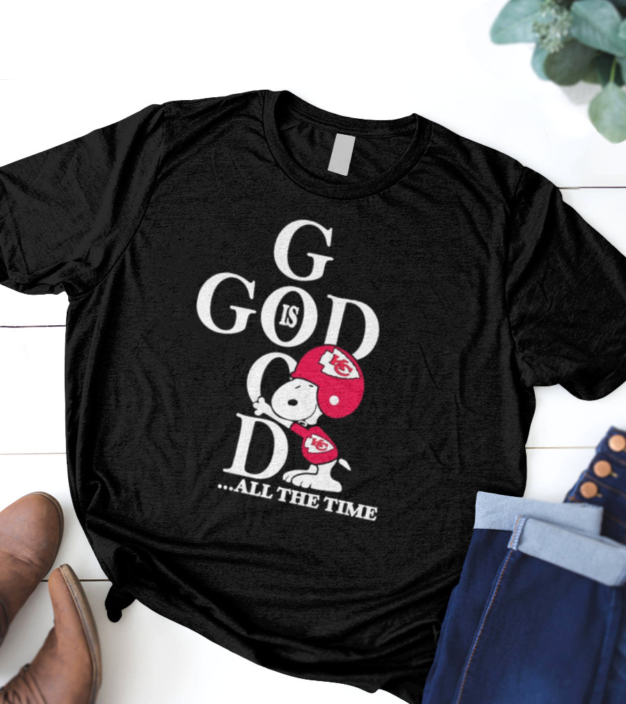 Kansas City Chiefs Snoopy God Is Good All The Time Football Fan Iconic Character Team Spirit T-Shirt