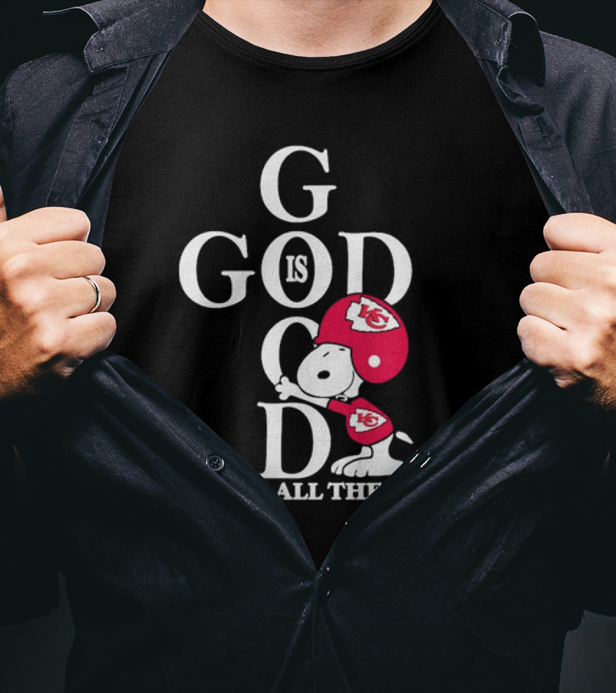 Kansas City Chiefs Snoopy God Is Good All The Time Football Fan Iconic Character Team Spirit T-Shirt