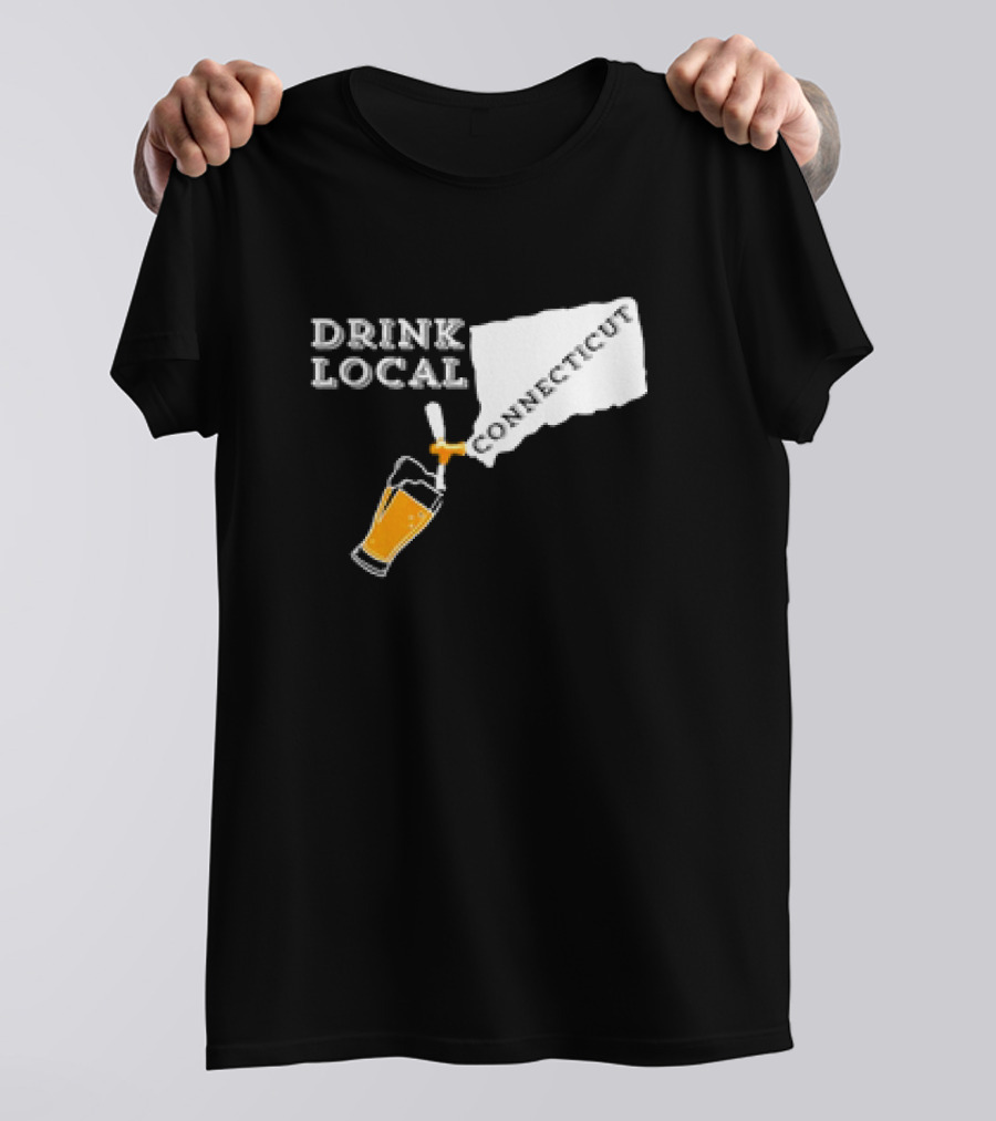 Drink Local Connecticut Map Craft Beer T-Shirt