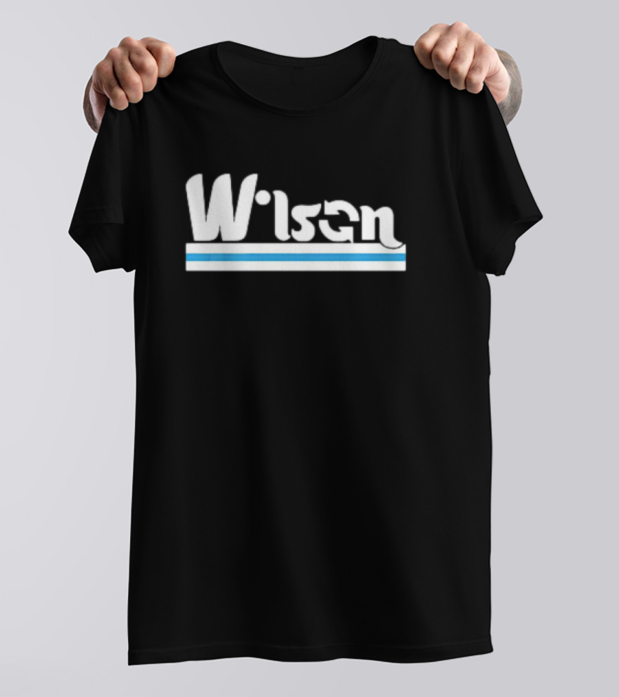 Wilson Retro Logo Style With Blue And White Stripe T-Shirt
