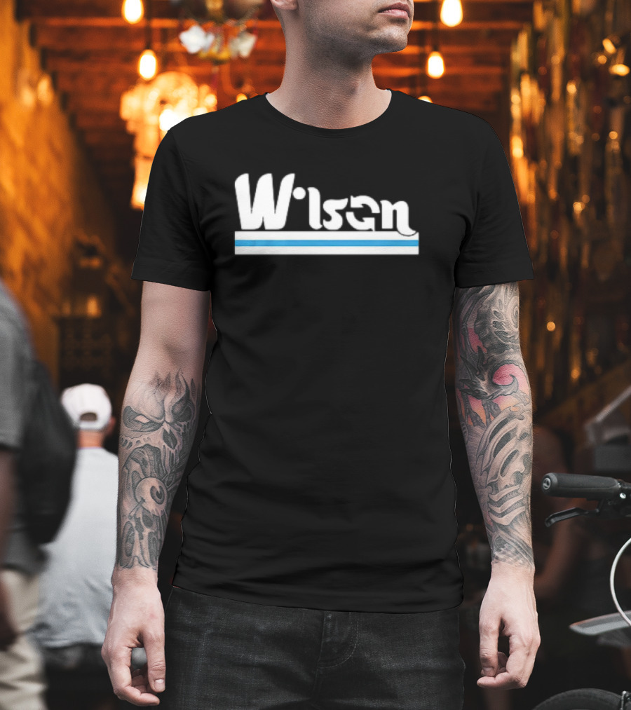 Wilson Retro Logo Style With Blue And White Stripe T-Shirt