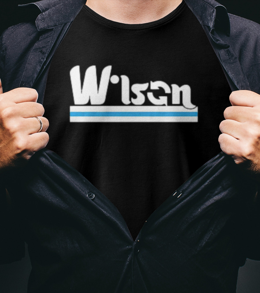 Wilson Retro Logo Style With Blue And White Stripe T-Shirt