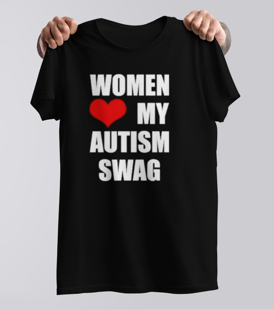 Women Love My Autism Swag Red Heart T-Shirt