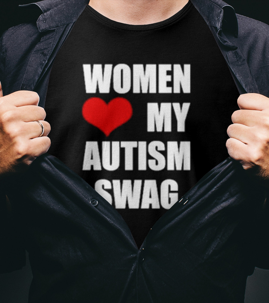 Women Love My Autism Swag Red Heart T-Shirt