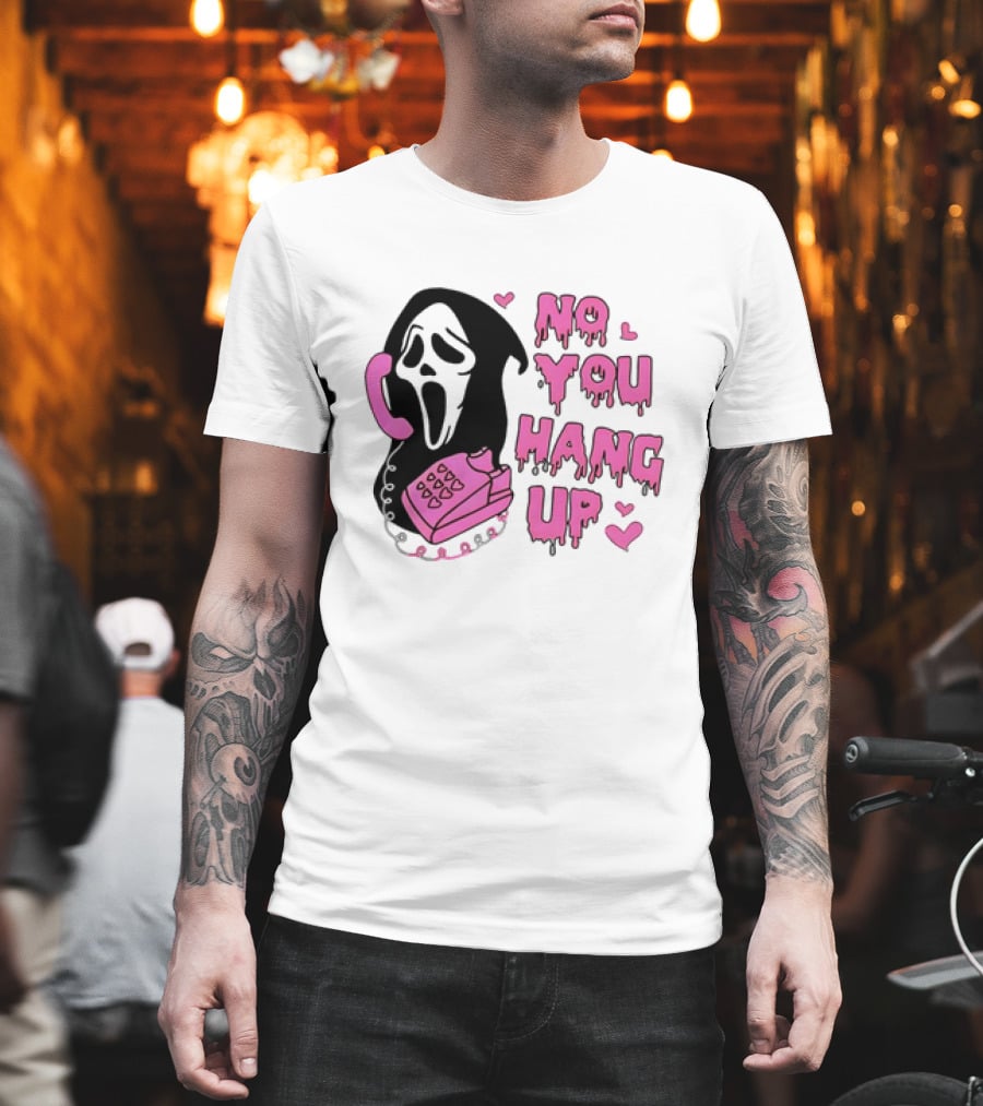 Ghost Face No You Hang Up Pink Phone Scream Hearts T-Shirt