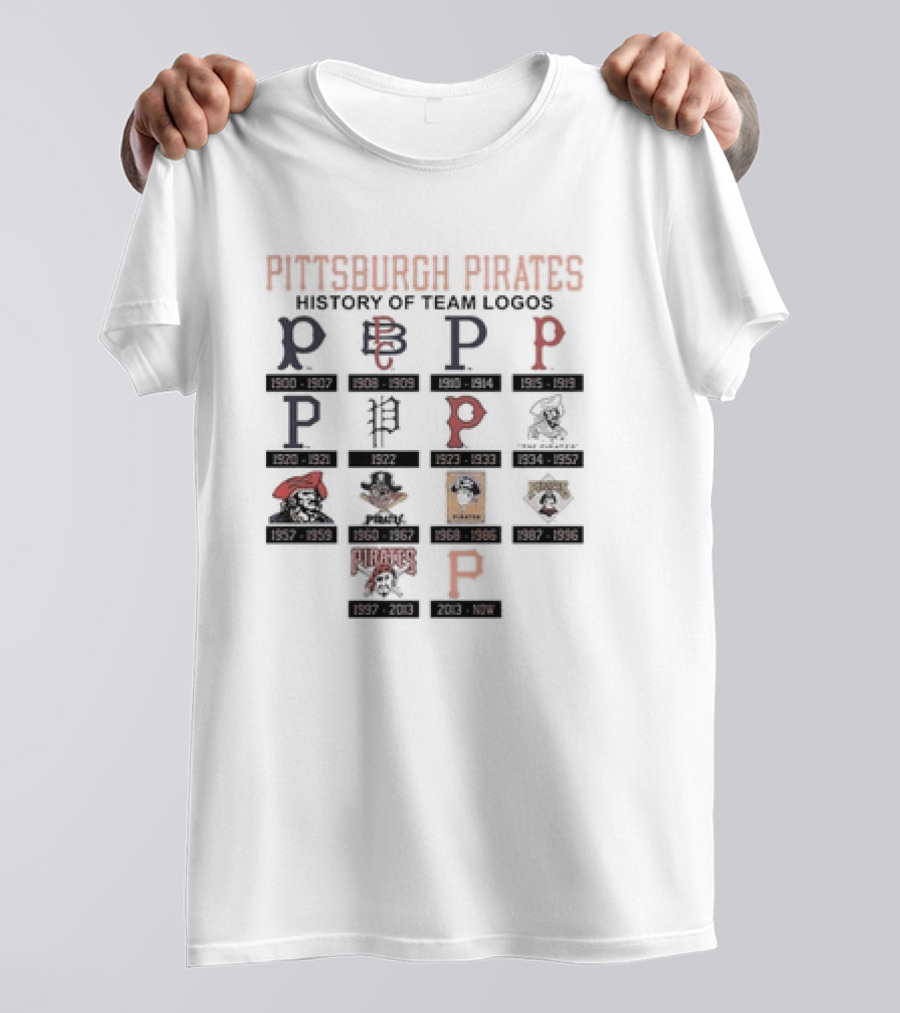 Pittsburgh Pirates History From 1900 To Now Showcasing Iconic Team Logo Evolution T-Shirt