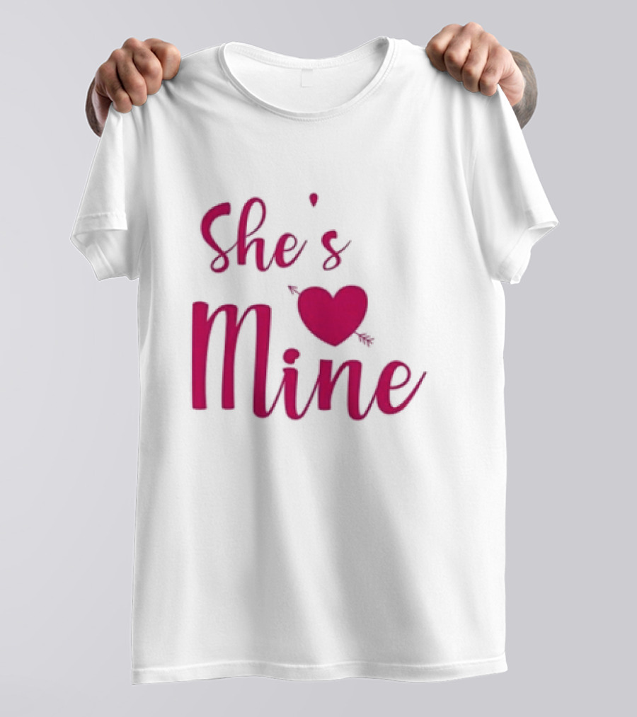 Valentine's Day She's Mine Heart With Arrow T-Shirt