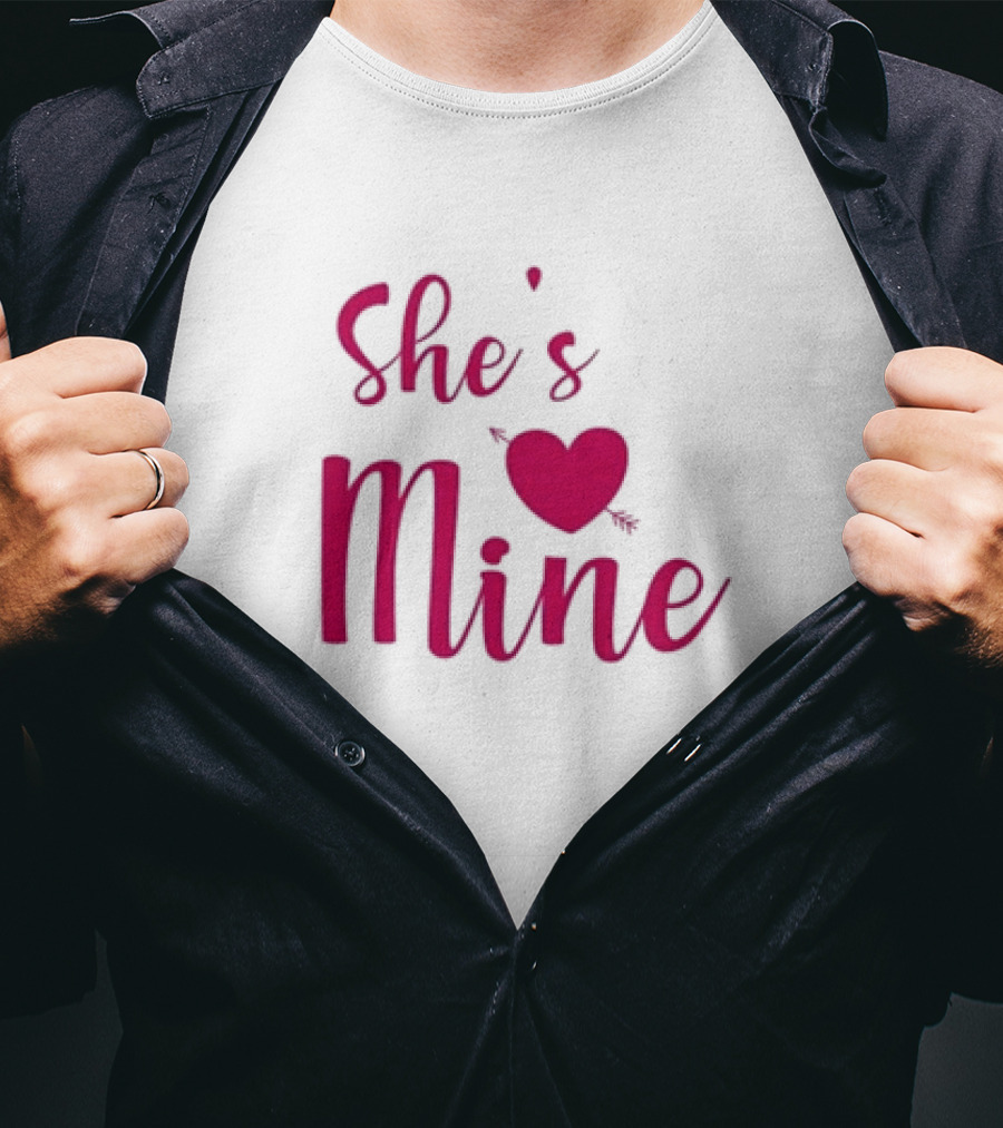 Valentine's Day She's Mine Heart With Arrow T-Shirt