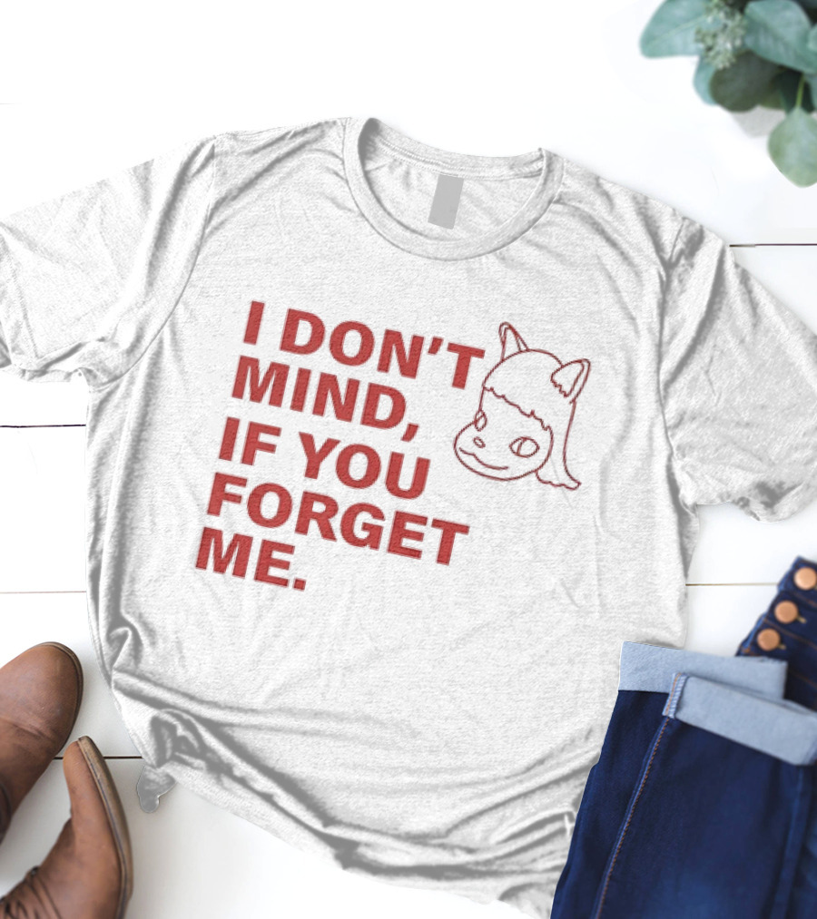 Yoshitomo Nara I Don’t Mind If You Forget Me Red Text With Character Drawing T-Shirt