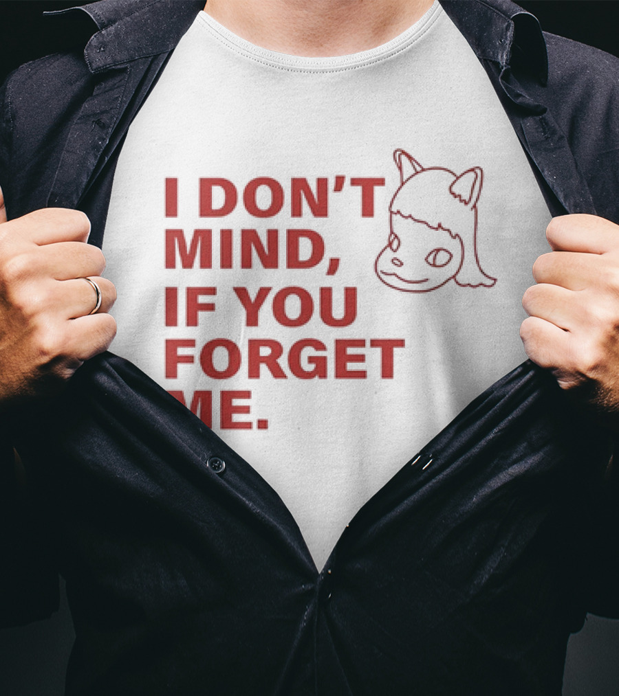 Yoshitomo Nara I Don’t Mind If You Forget Me Red Text With Character Drawing T-Shirt