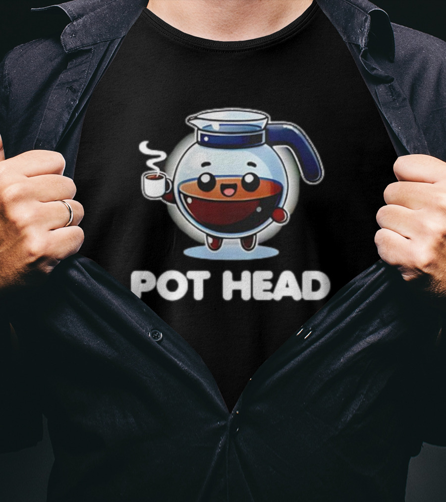 Pot Head Kawaii Coffee Pot Cute Cartoon T-Shirt