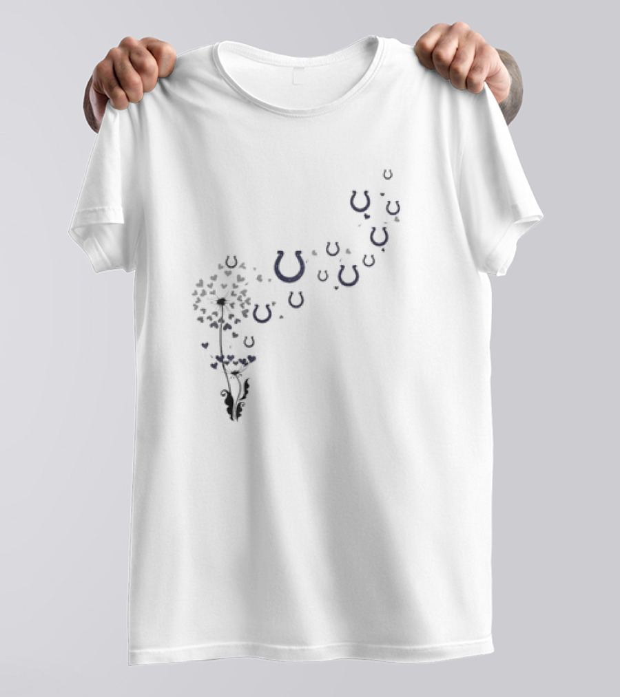 Indianapolis Colts Floral Dandelion Horseshoe T-Shirt