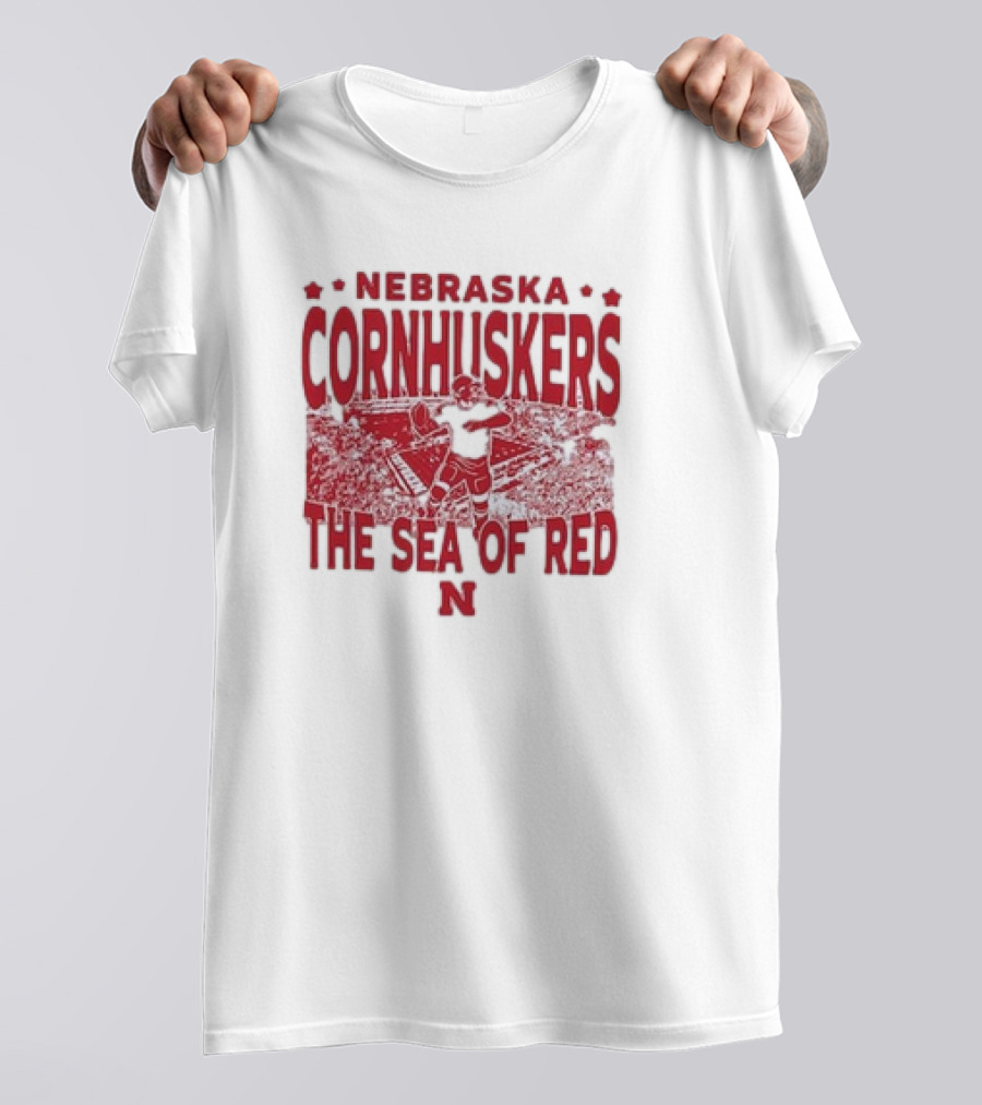 Nebraska Cornhuskers The Sea Of Red Stadium Scene T-Shirt
